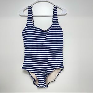 NWT Joe Fresh one piece swimsuit baby white stripe sz L